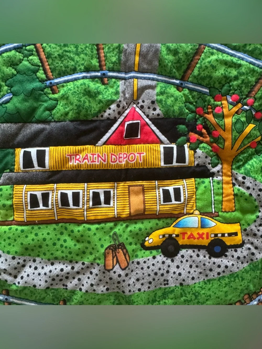 Handmade Train Railroad Play Mat Quilt 42x34 Kids Nursery Choo Choo